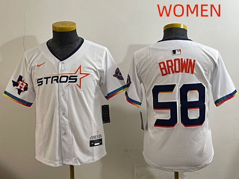 Women Houston Astros #58 Brown White Fourth generation Joint Name 2025 Nike MLB Jersey style 2->women mlb jersey->Women Jersey